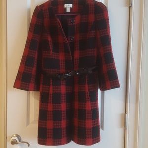 Red and black plaid coat